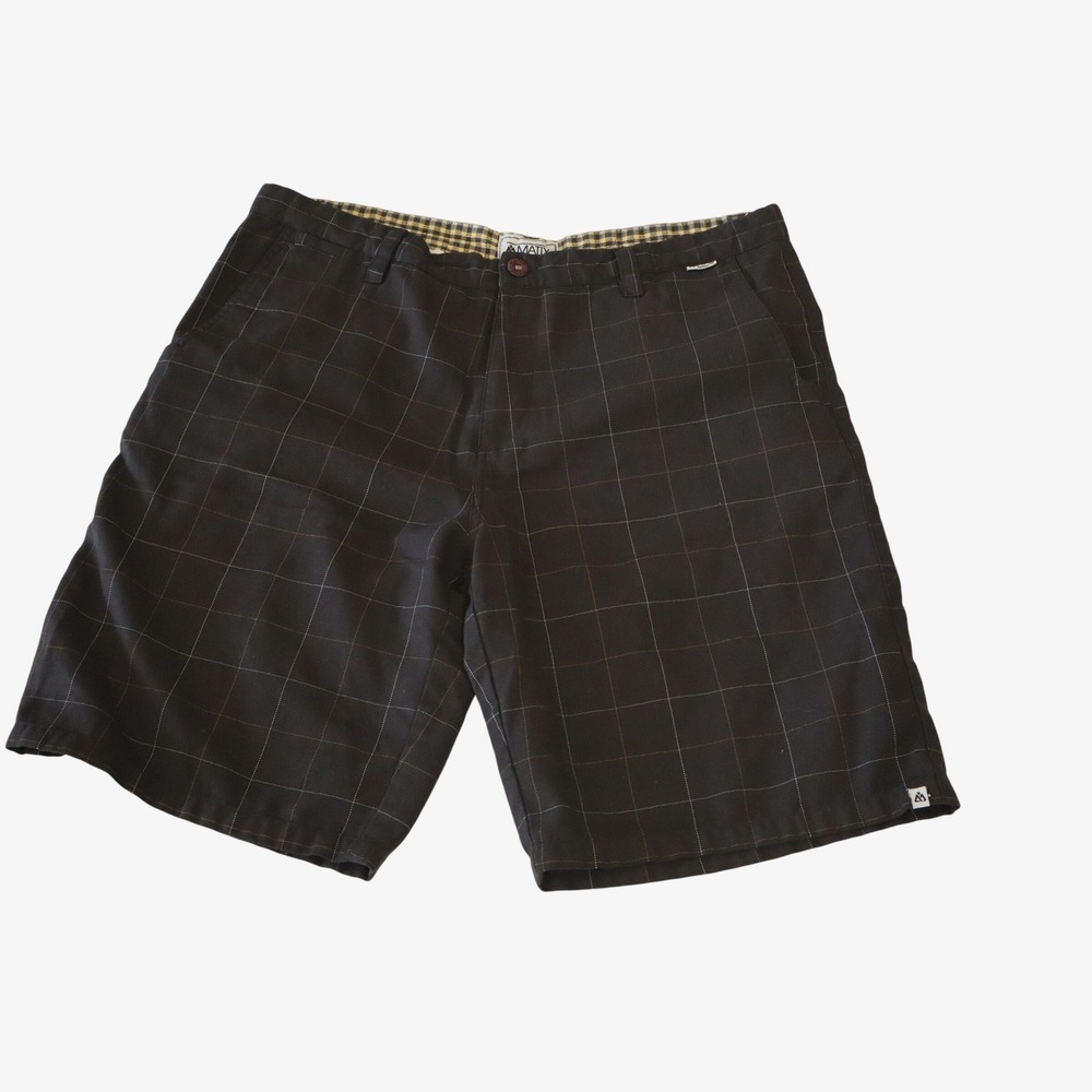 Matix Brixson Shorts Mens Plaid Windowpane Skate Brown‎ Black Size 38 RN99094